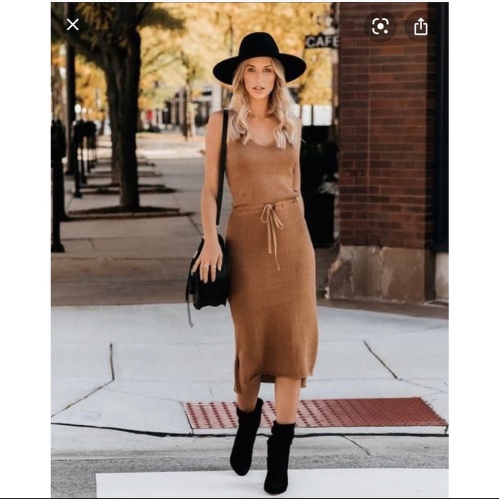 Wishlist Tan Knit Midi Dress